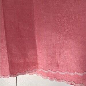 Vintage Italian Pure Linen Floral Tablecloth Pink Edge Stitching NWOT